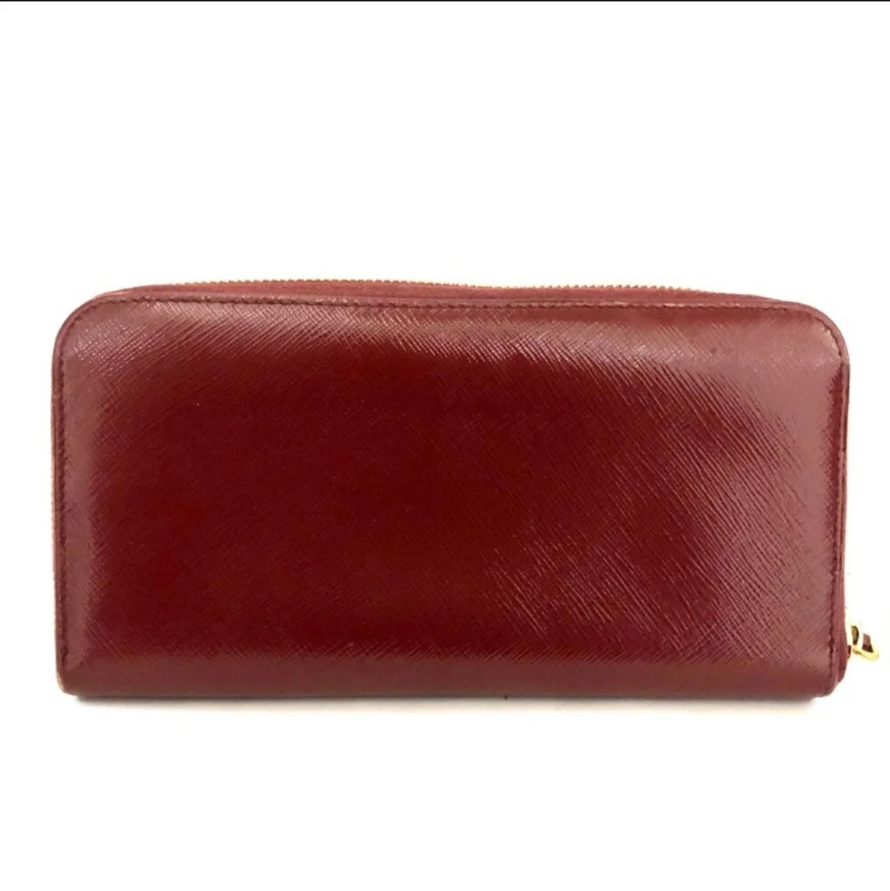PRADA Red Saffiano Leather Zip Around Wallet - Picture 4 of 8